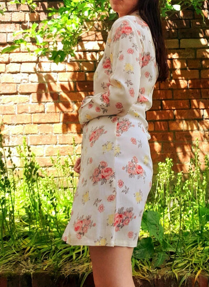 Vintage Retro 1960s SASPERILLA Pink Floral Mini Shirt Dress