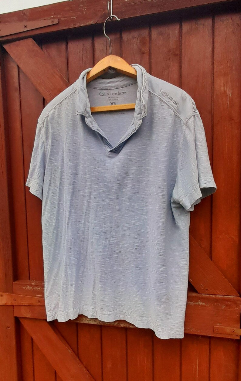 Calvin Klein Seafoam Grey Embroidered Cotton Polo Shirt