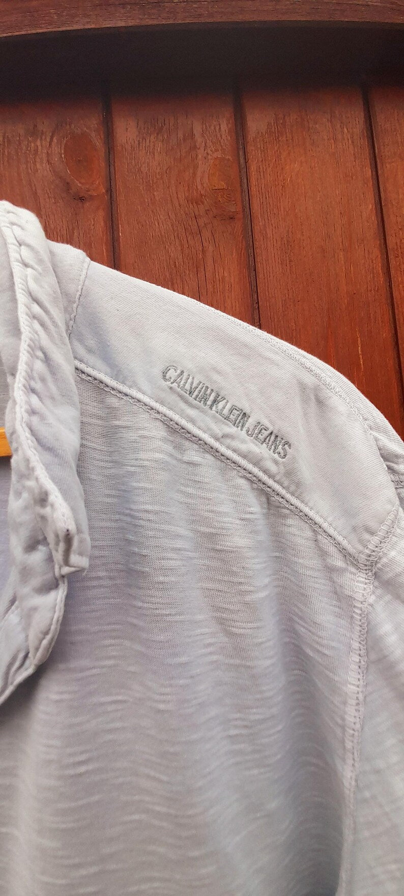 Calvin Klein Seafoam Grey Embroidered Cotton Polo Shirt