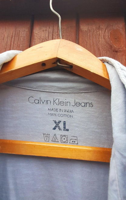 Calvin Klein Seafoam Grey Embroidered Cotton Polo Shirt