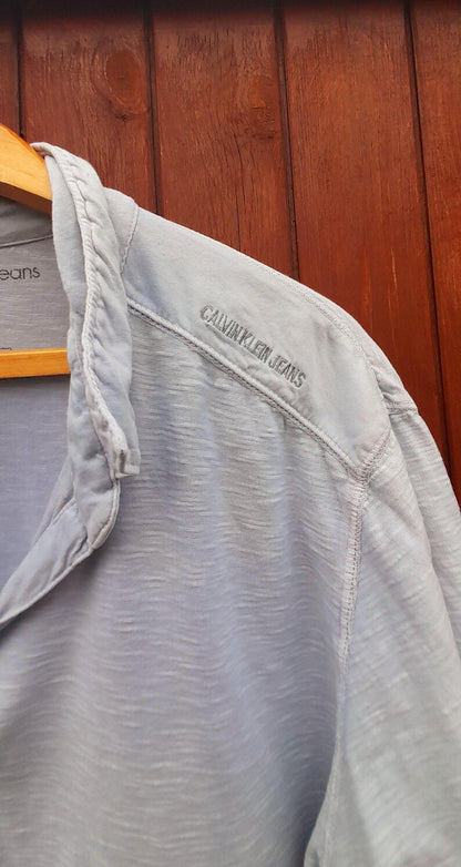 Calvin Klein Seafoam Grey Embroidered Cotton Polo Shirt
