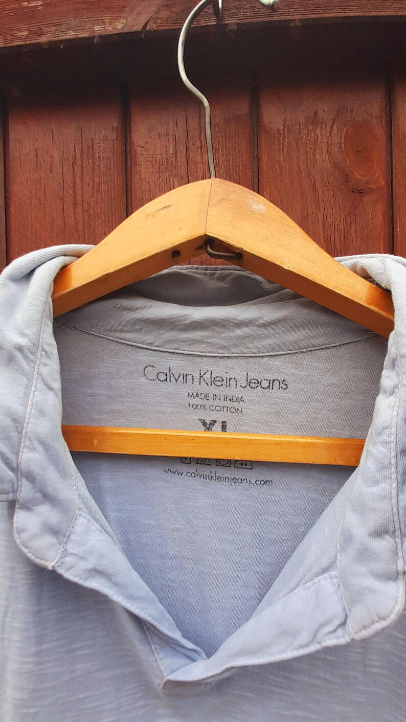 Calvin Klein Seafoam Grey Embroidered Cotton Polo Shirt