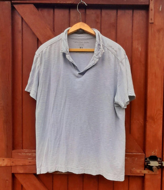 Calvin Klein Seafoam Grey Embroidered Cotton Polo Shirt