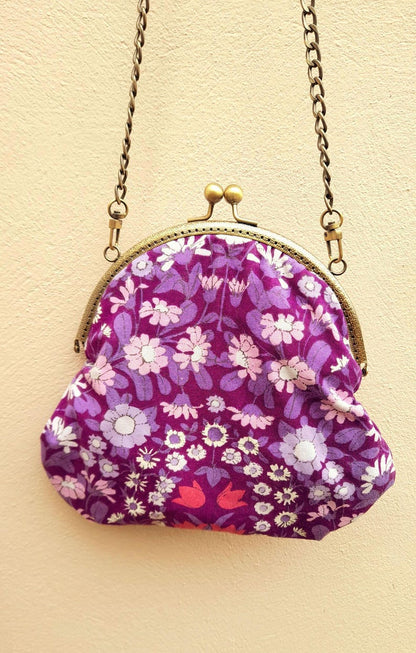 Purple Retro Vintage Fabric Daisy Chain Bag