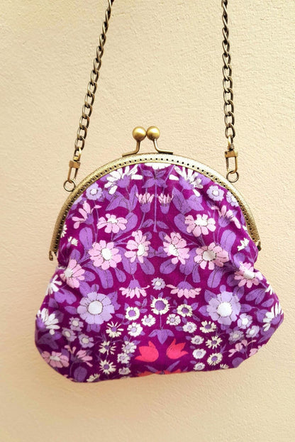 Purple Retro Vintage Fabric Daisy Chain Bag