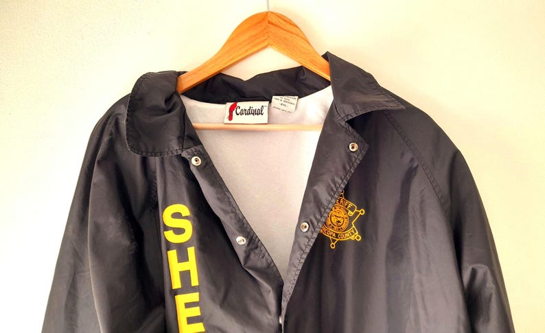 Vintage 80s Cardinal Sherrif Black Waterproof Rain Jack