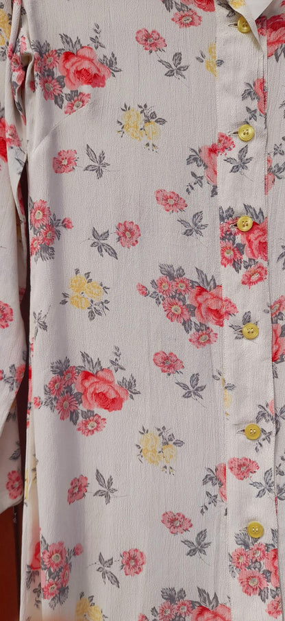 Vintage Retro 1960s SASPERILLA Pink Floral Mini Shirt Dress