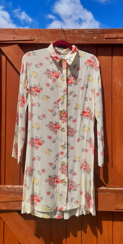 Vintage Retro 1960s SASPERILLA Pink Floral Mini Shirt Dress