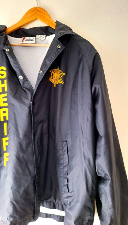 Vintage 80s Cardinal Sherrif Black Waterproof Rain Jack