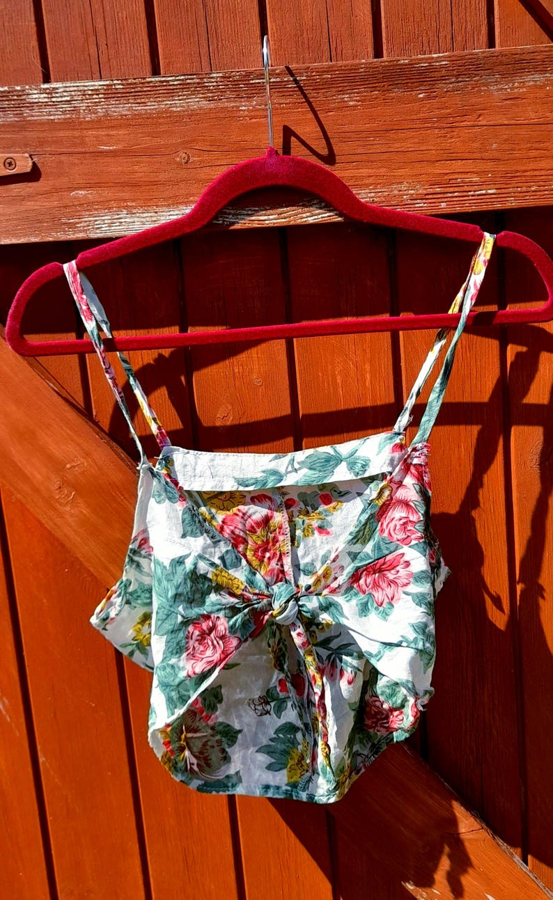 Handsewn Vintage Cotton Apron Style Tie Sun Tops
