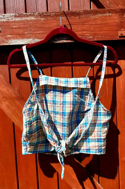 Handsewn Vintage Cotton Apron Style Tie Sun Tops