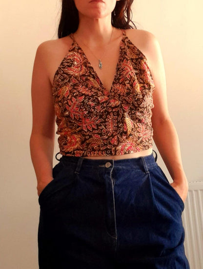 Handsewn Vintage Cotton Apron Style Tie Sun Tops