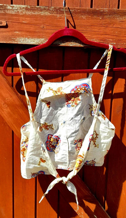 Handsewn Vintage Cotton Apron Style Tie Sun Tops