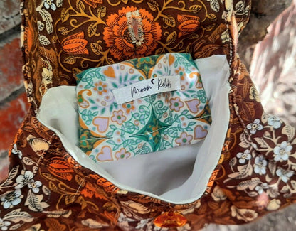 Vintage Cotton Fabric Floral Pleat Small Button Shoulder Bag