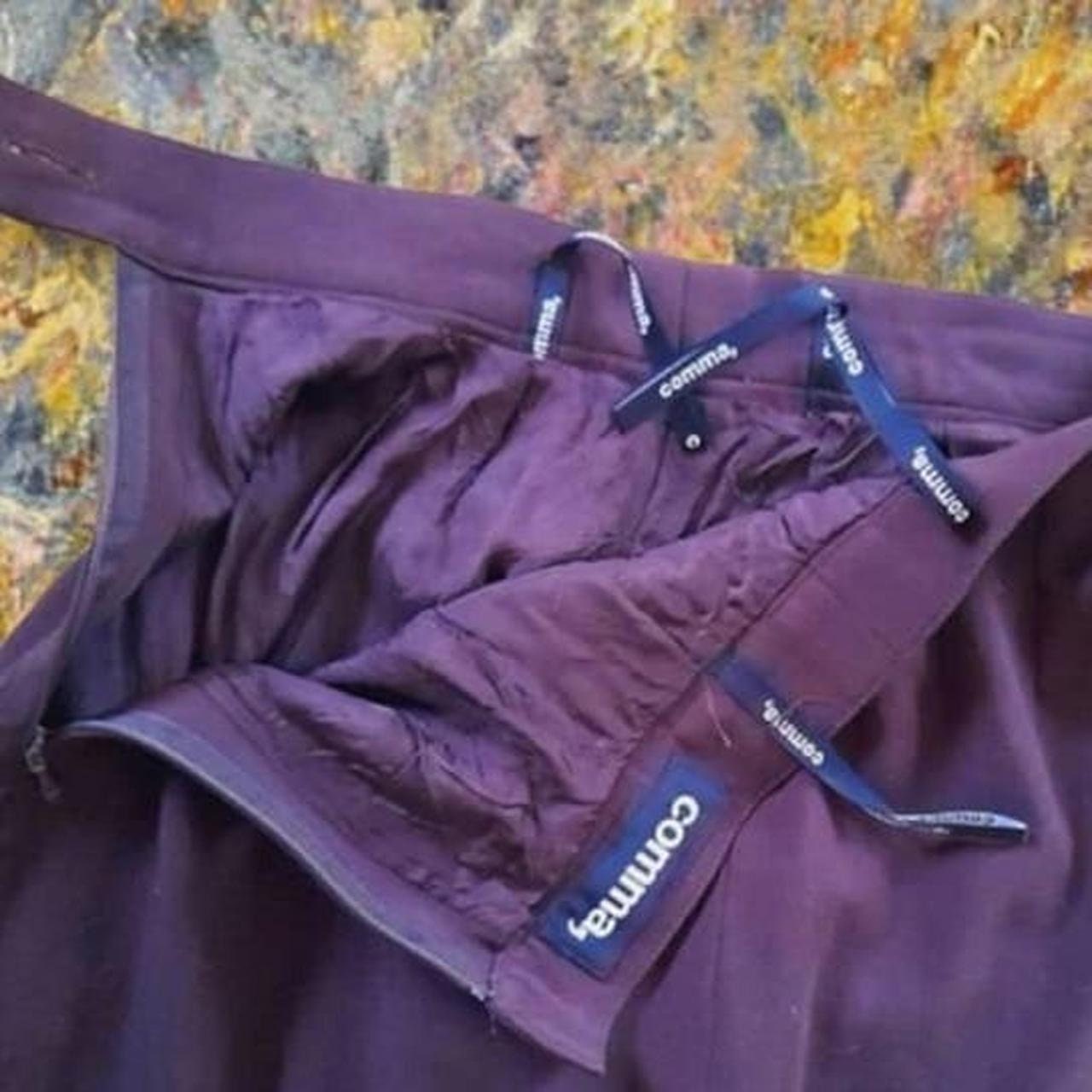 Vintage 90s Comma Brown Simple Smart Button Zip Skirt