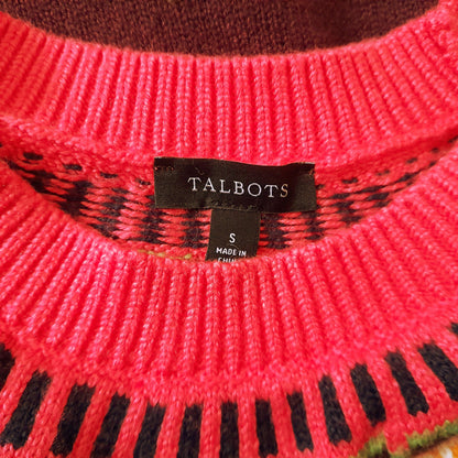 Vintage TALBOTS Maroon Multicoloured Fairisle Knitted Jumper