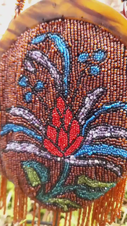Restored Antique 1930s Multicoloured Flower Glass Beaded Clasp Bag