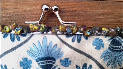 Bird Flower Nature Print Quartz Gemstone Silver Clasp Wallet