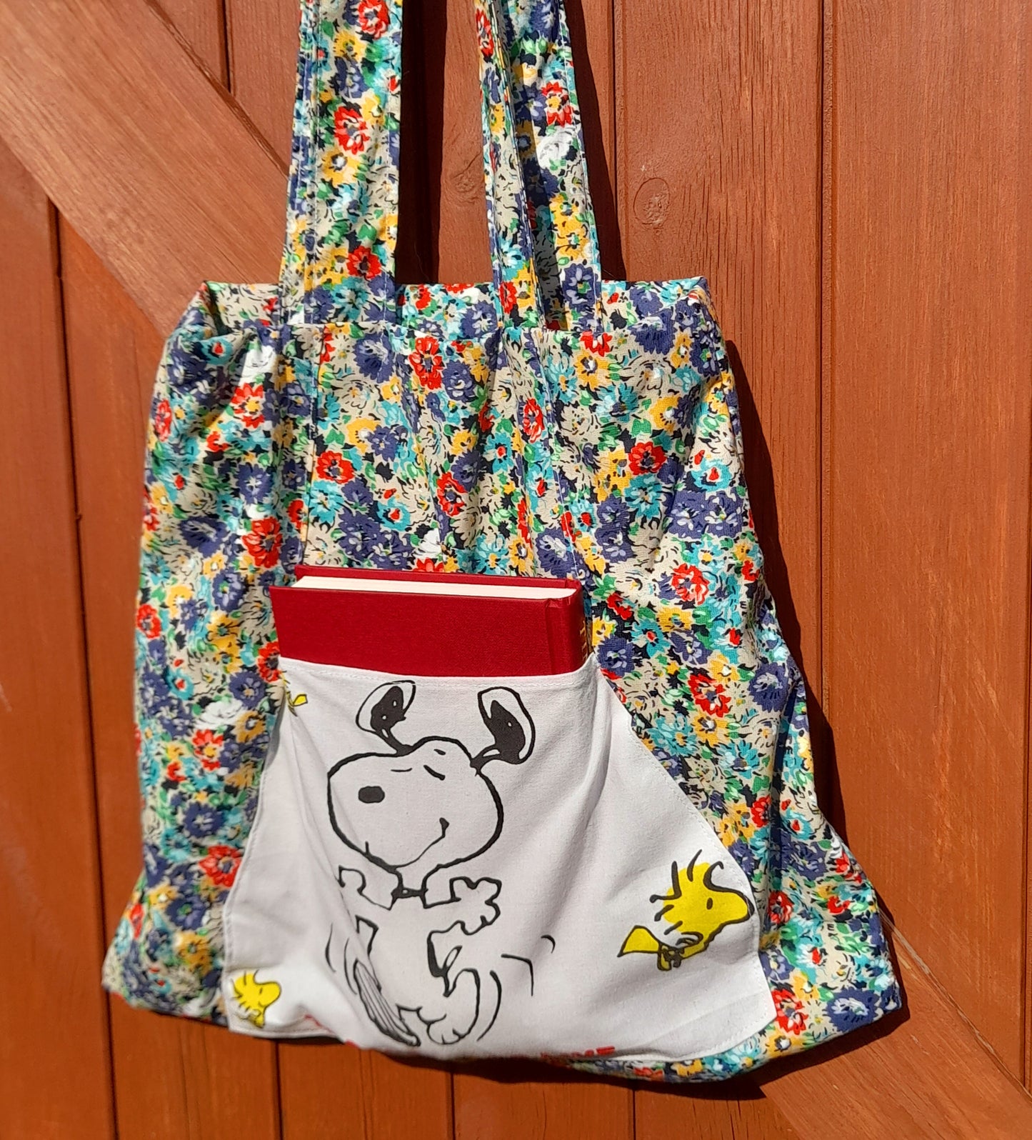 Cotton Fabric Upcycled Vintage Snoopy Retro Ditsy Floral Tote Bag