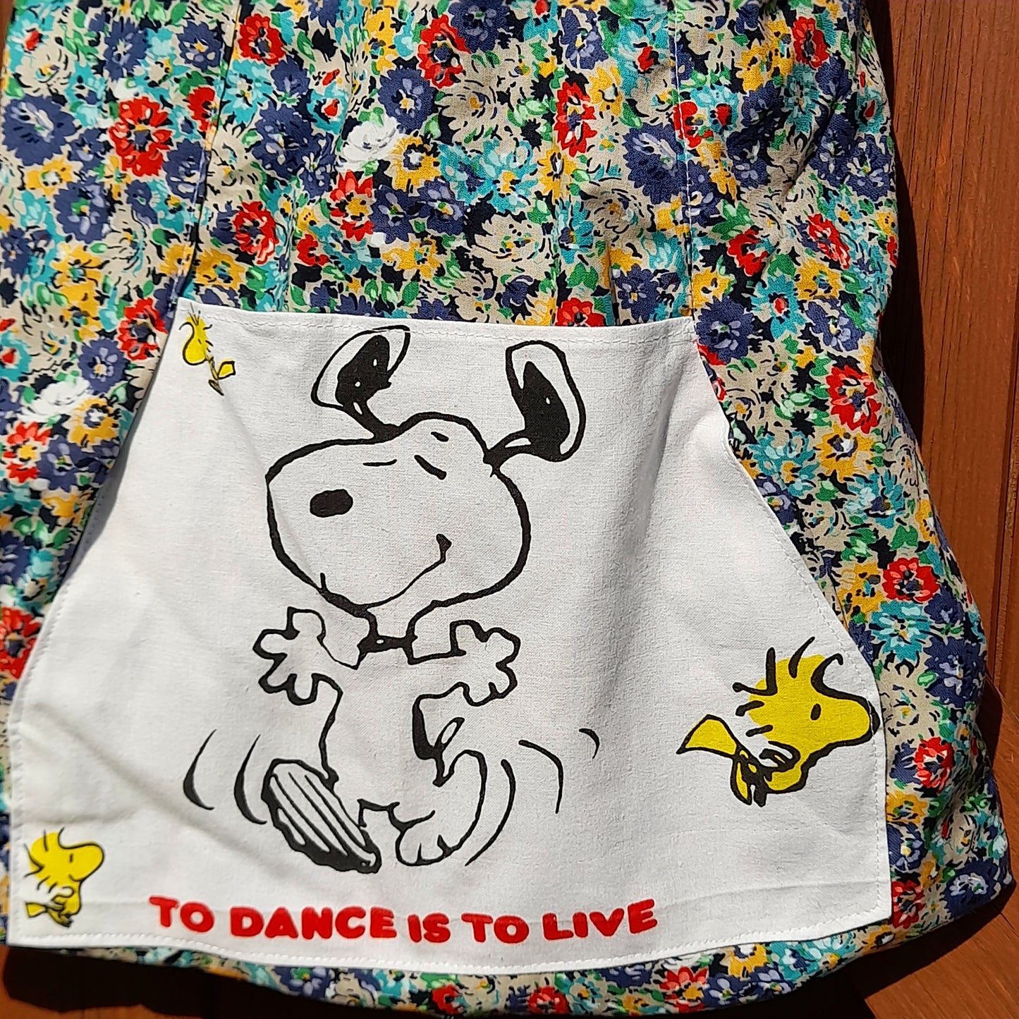 Cotton Fabric Upcycled Vintage Snoopy Retro Ditsy Floral Tote Bag