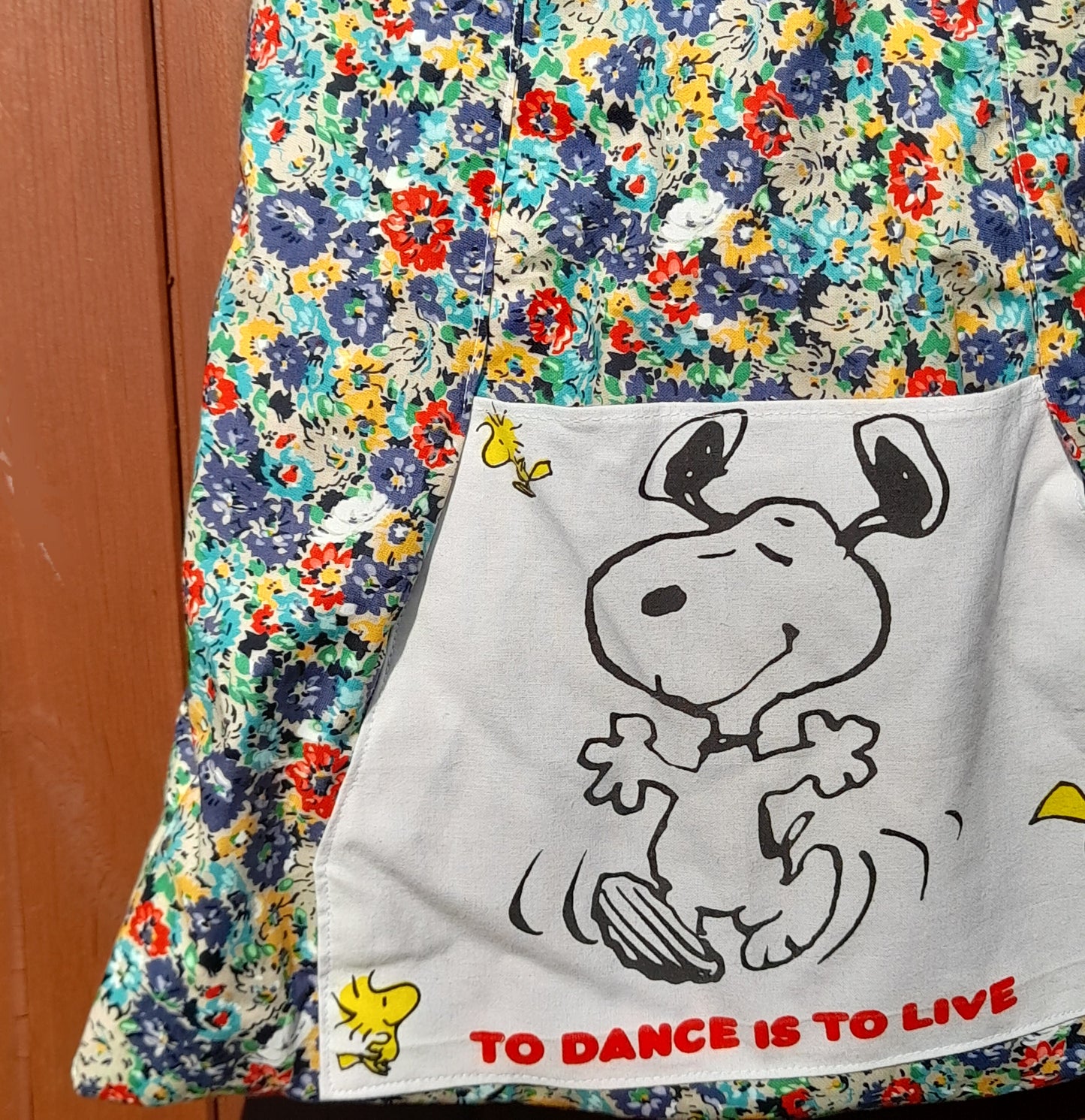 Cotton Fabric Upcycled Vintage Snoopy Retro Ditsy Floral Tote Bag