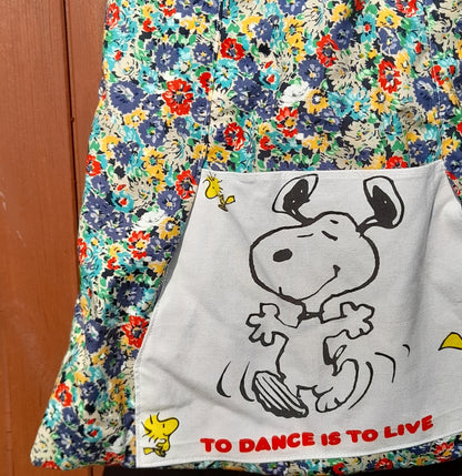 Cotton Fabric Upcycled Vintage Snoopy Retro Ditsy Floral Tote Bag